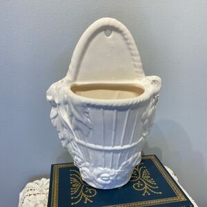 Vintage White Ceramic Wall Pocket